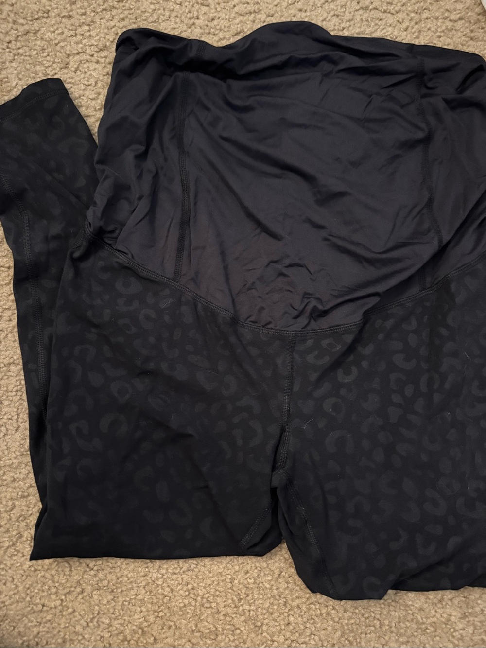 Maternity Leggings Black Leopard Print
